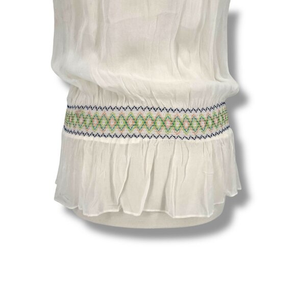 Angie Sheer Sleeveless Top Embroidered Waistband White Size Medium NWT - Picture 5 of 11